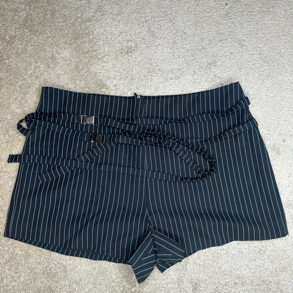 Fashion Nova Black Pinstripe High Waist Shorts